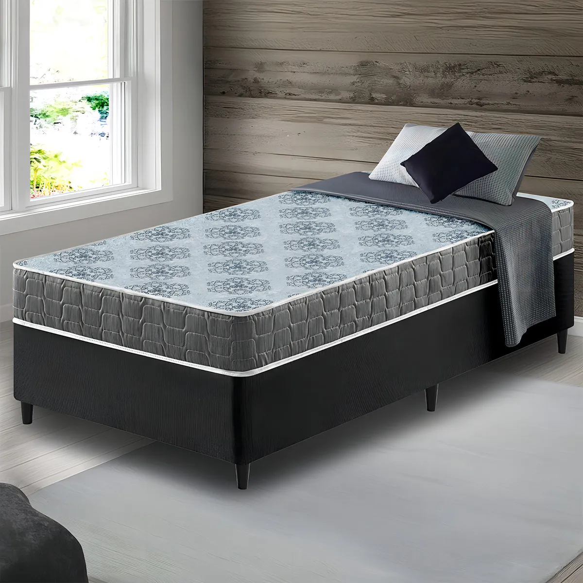 Colchão Solteiro Washington Espuma D23 Liso 88x188x14cm Cor Preto