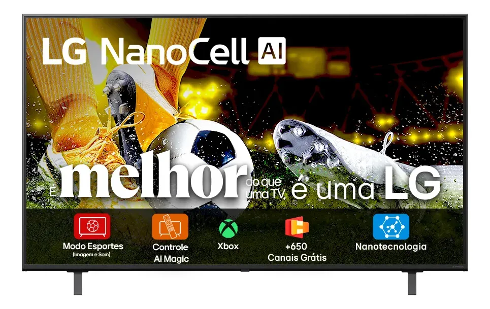 Smart TV LG NanoCell AI 4K NANO80 55 polegadas Cores Puras Processador α7 AI Ger 8 webOS 25