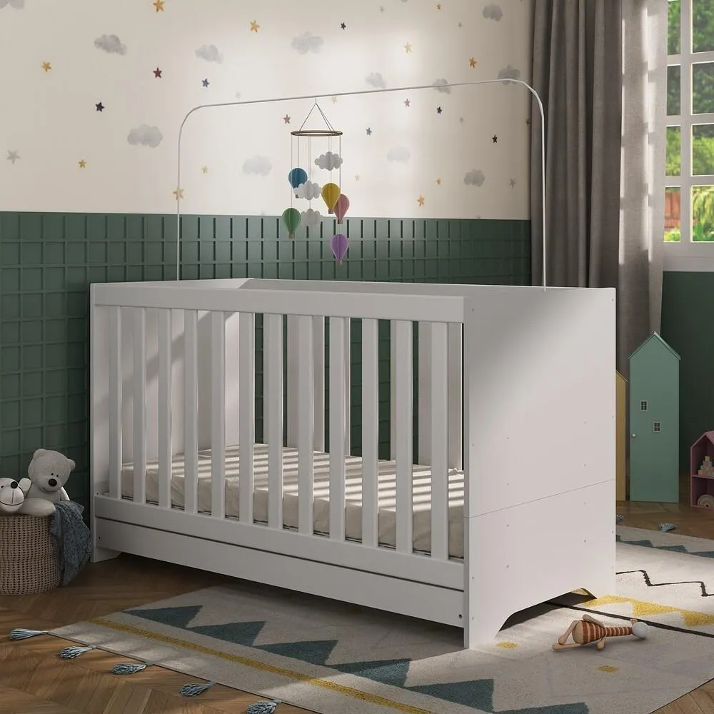 Berço 3 em 1 Vira Cama com Colchão Incluso Elza Multimóveis Branco