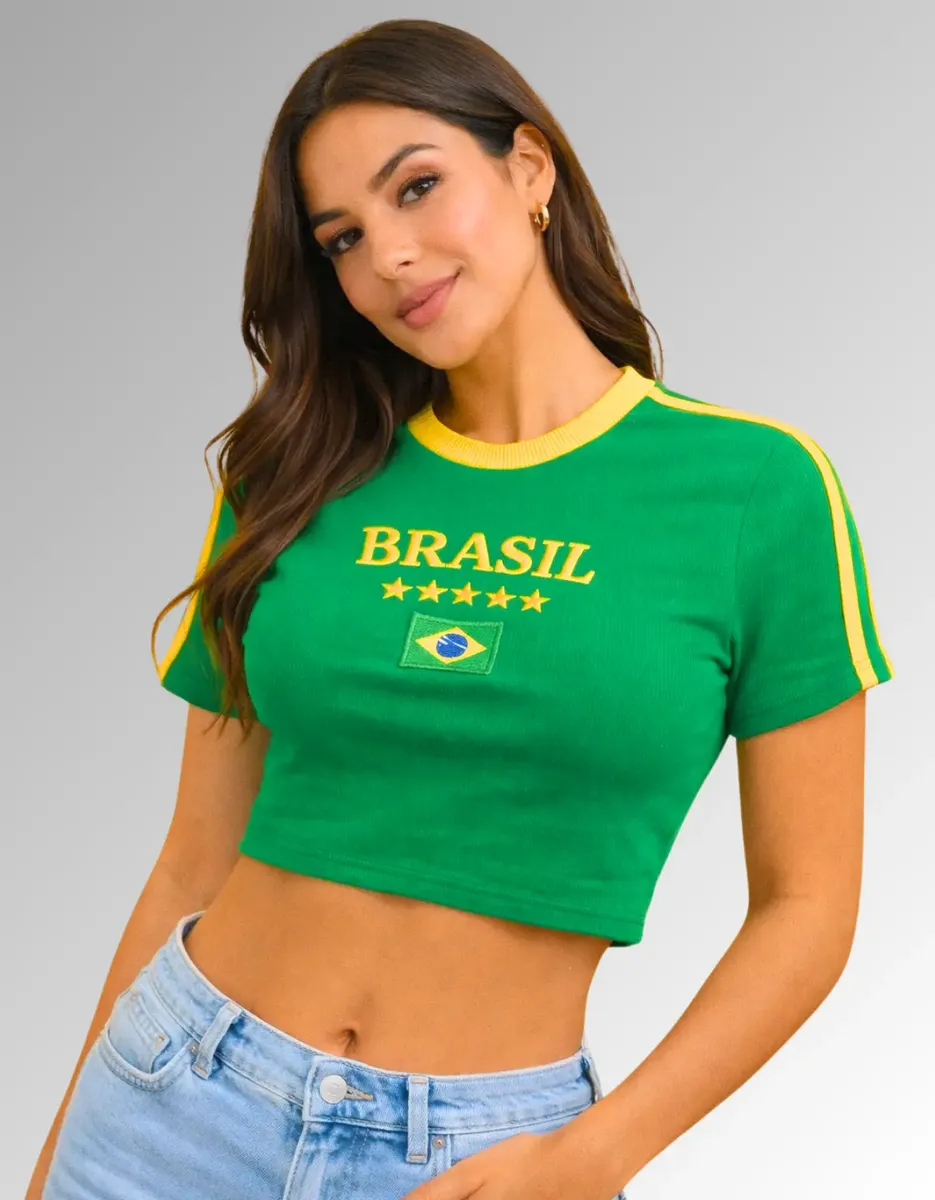 Blusinha Brasil Feminina Para Torcer Modeladora Tendência
