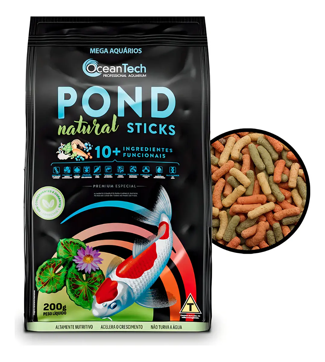 Ração Para Carpas Pond Natural Sticks 200g Ocean Tech Lagos